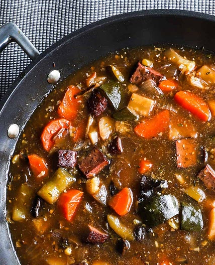 Hearty Vegan Stew with Smoked Tofu & Vegetables