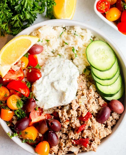 Greek Turkey Rice Bowls