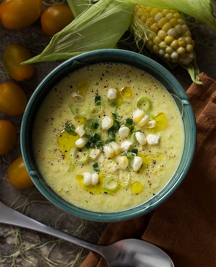 Sweet and Spicy Corn Gazpacho