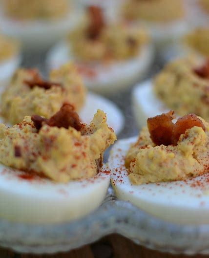 Chipotle Deviled Eggs with Bacon