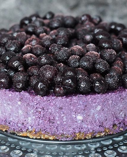Raw Blueberry Cheesecake With Apricot Walnut Crust