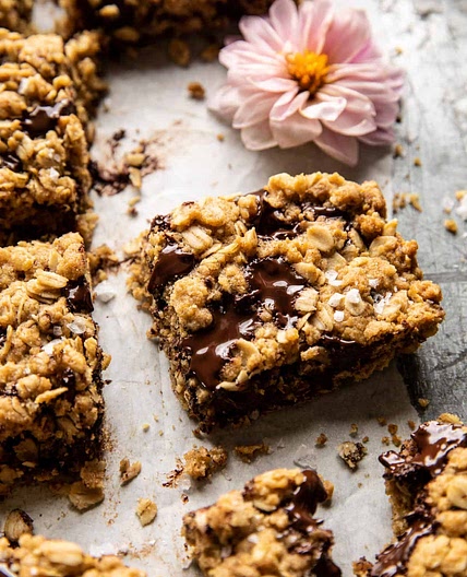 Healthier Dark Chocolate Chunk Oatmeal Cookie Bars