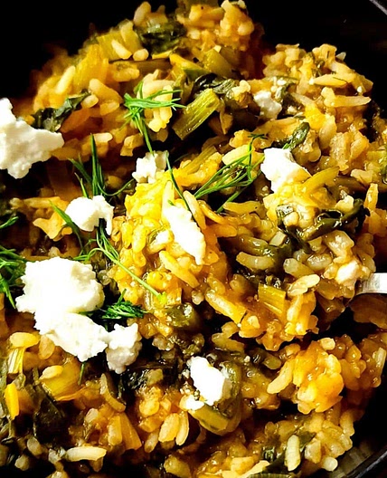 Greek Spinach rice-Spanakorizo