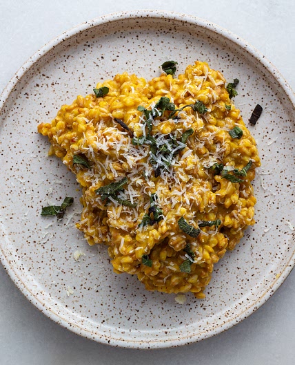 Creamy Butternut Squash Farro with Crispy Sage