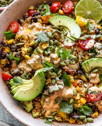 Quinoa Southwest Salad with Creamy Chipotle Dressing