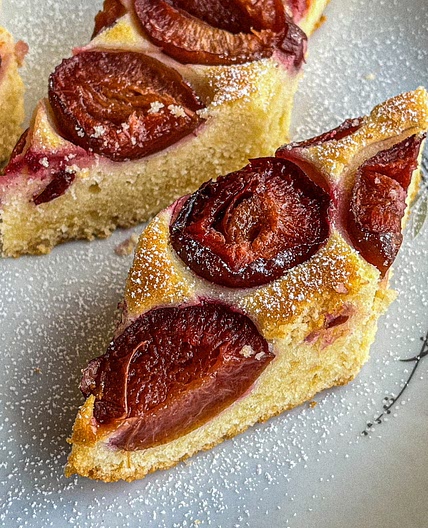Rustic French Late Summer Plum Cake