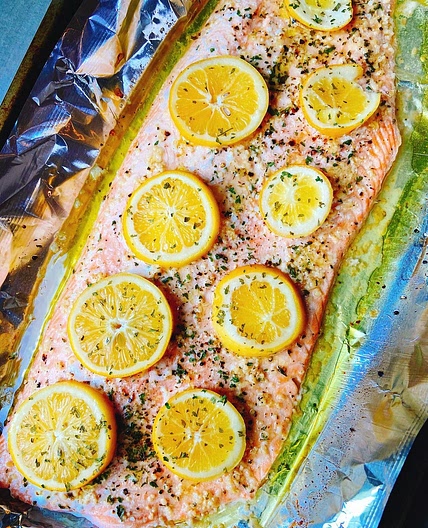 Lemon Garlic Baked Salmon