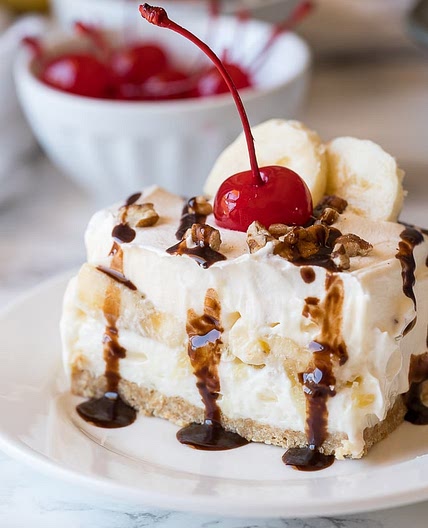 No Bake Banana Split Cake