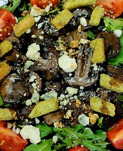 Seared Mushroom Salad with Blue Cheese and Arugula (Italy)