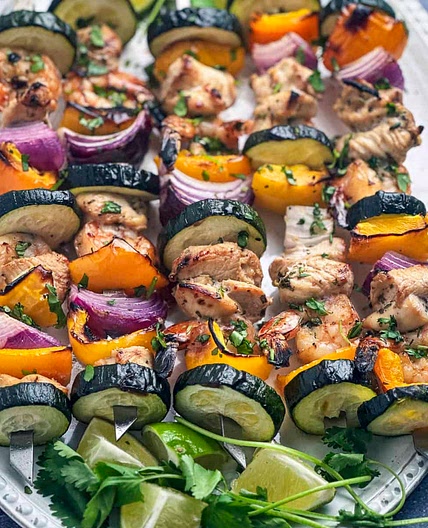 Shrimp and Chicken Skewers with Lime Cilantro Marinade