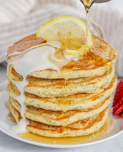 Vegan Lemon Poppy Seed Pancakes