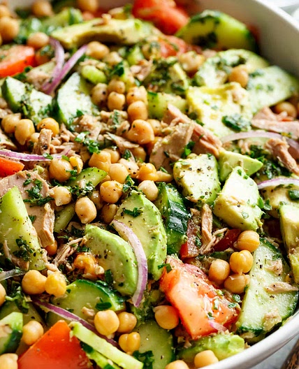 Avocado Tuna Chickpea Salad