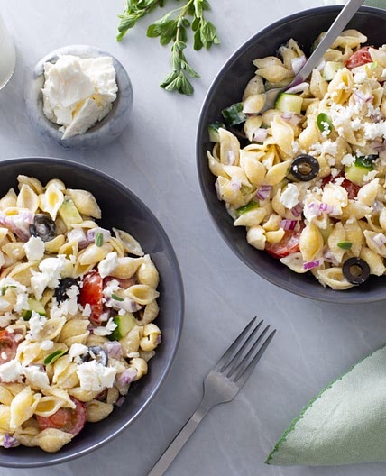 Greek Pasta Salad with Creamy Dressing