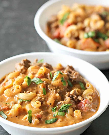 Creamy Ground Beef and Macaroni Tomato Soup