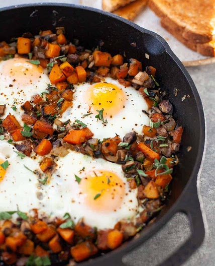 Quick Butternut Squash Hash with Eggs