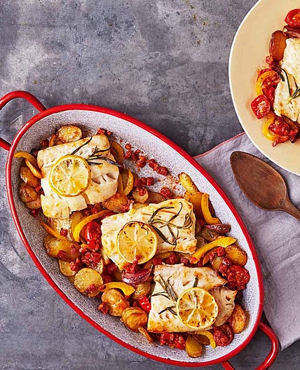 Spanish Chorizo and Cod Bake