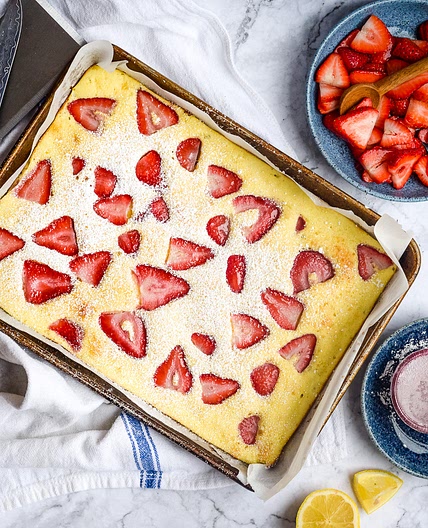 Sheet Pan Cottage Cheese and Lemon Pancakes