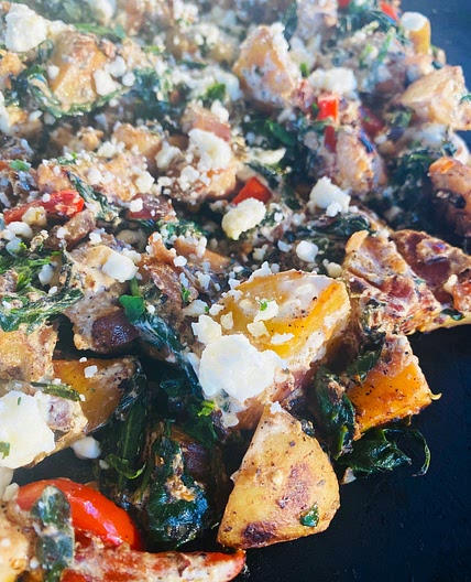 Blackstone Greek Chicken and Potatoes