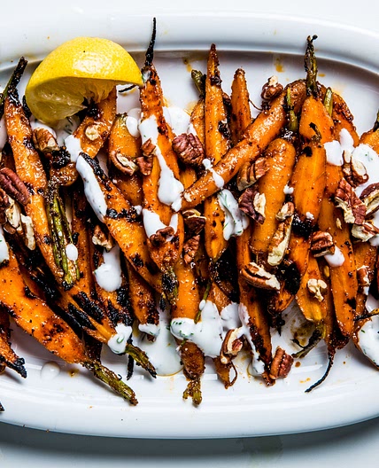 Barbecue Carrots with Yogurt and Pecans
