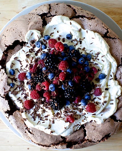 Chocolate Pavlova with Berries