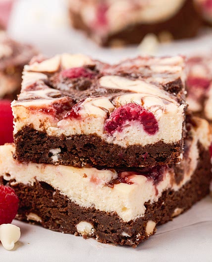 Raspberry Cheesecake Brownies with White Chocolate Chips