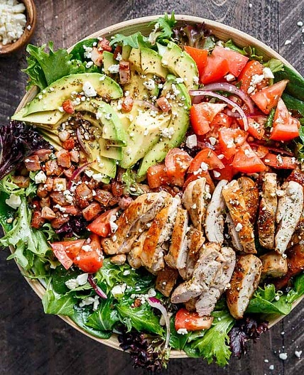 BLT Balsamic Chicken Avocado Salad