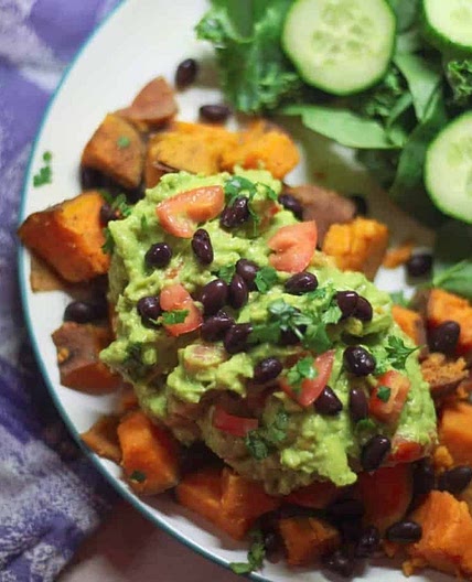 Guacamole Topped Sweet Potatoes