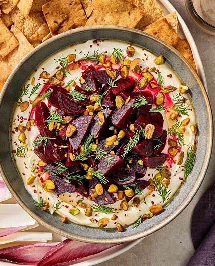Whipped Feta with Beets, Pistachios & Honey