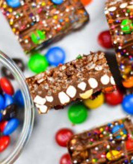 Rainbow Rocky Road Slice