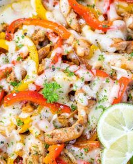 Quick Chicken "Cheesesteak" Skillet