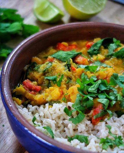 Slow-cooker sweet potato, lentil and coconut curry
