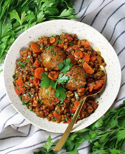 Moroccan Lentils with Turkey Meatballs