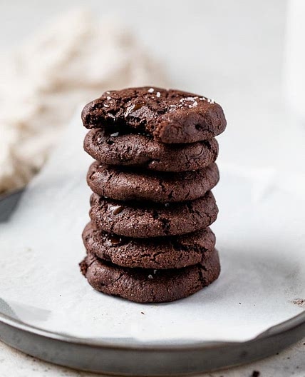 Fudgy Flourless Crinkle Brownie Cookies with Sea Salt