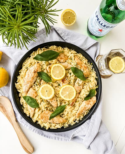 Lemon Basil Orzo with Chicken