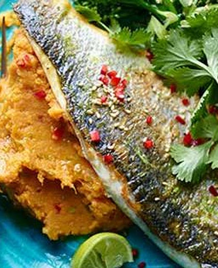 Pan-fried lime and ginger sea bass