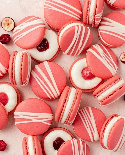 Cranberry White Chocolate Macarons
