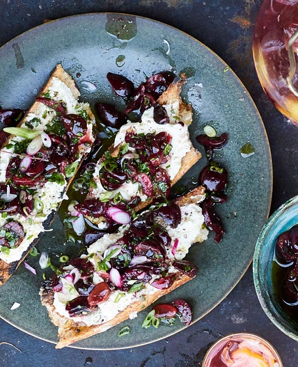 Charred Bread with Ricotta and Cherry Salsa