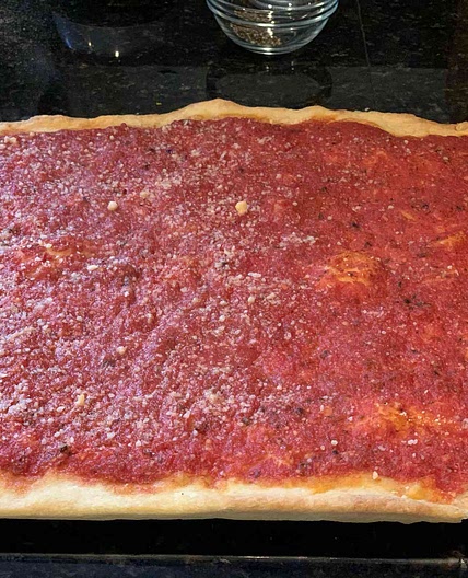 Rhode Island-Style Pizza Strips aka Bakery Pizza