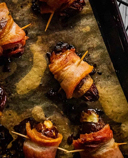 Bacon Wrapped Dates with Manchego