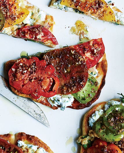 Falafel-Spiced Tomatoes and Chickpeas on Flatbread