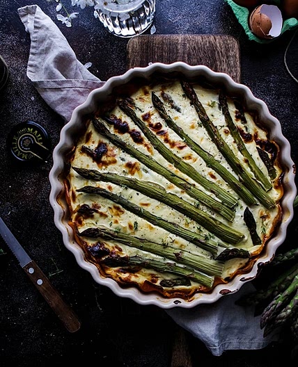 Asparagus Quiche with Sweet Potato Crust