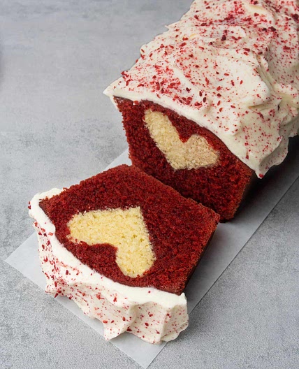 Red velvet Pound Cake with Heart Center