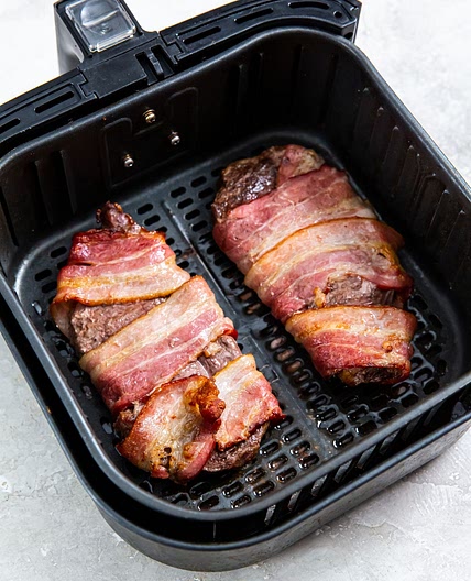 Air fryer Bacon Wrapped Ribeye Steak