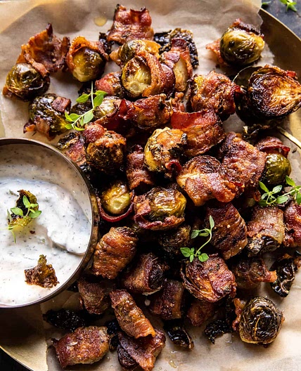 Crispy Bacon Wrapped Parmesan Brussels Sprouts