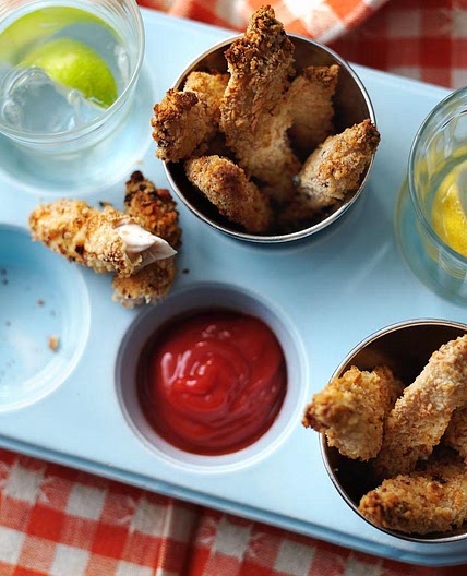Baked chicken goujons