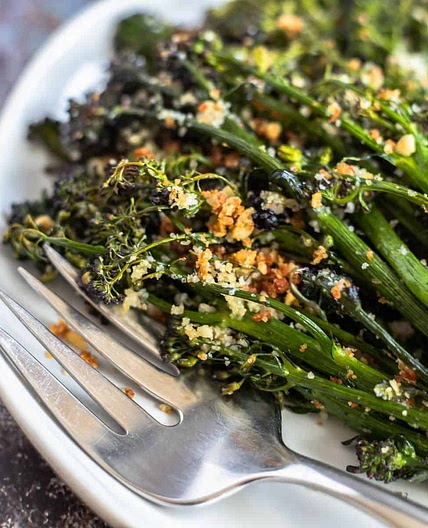 Roasted Broccolini with Parmesan-Pine Nut Breadcrumbs