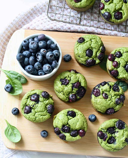 Easy Spinach Blender Muffins with Blueberries