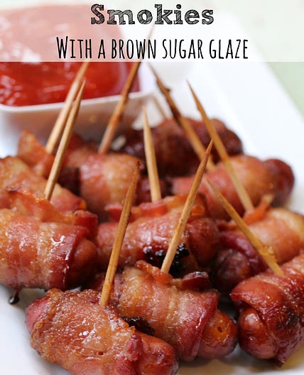 Bacon Wrapped Smokies with Brown Sugar Glaze
