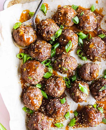 Baked Mongolian Beef Meatballs