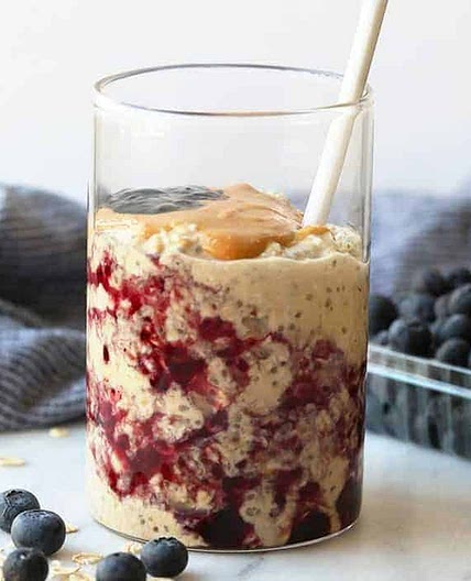 PB and J Overnight Oats